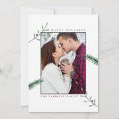 Carte de Noël photo Holly Branches (Devant)