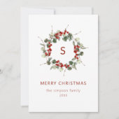 Carte de Noël photo initiale de famille élégante (Devant)