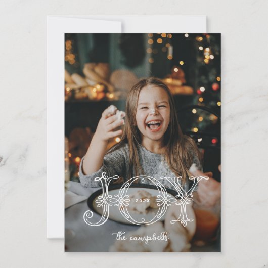 Carte de Noël photo Joy Calligraphy (Devant)