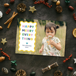 Carte de Noël photo Joyeux Blanc Ondulante