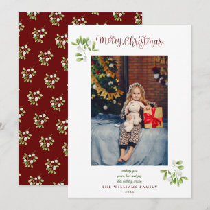 Carte de Noël photo Joyeux Noël écriture Mistletoe