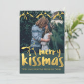 Carte de Noël photo Joyeux Noël Vert et Or (Debout devant)