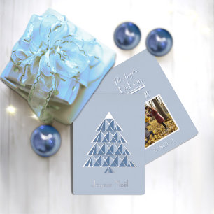 Carte de Noël photo Joyoux Noel bleu clair
