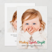 Carte de Noël photo Making Spirits Bright Cute 2 (Devant / Derrière)