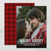 Carte de Noël photo Mariés Mariés Rouge à Carreaux (Devant / Derrière)