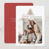 Carte de Noël Photo Message Rustique Fêtes Épineux (Devant / Derrière)