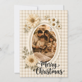 Carte de Noël photo mignonne à carreaux tendance