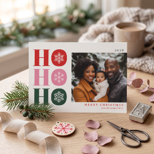 Carte de Noël photo moderne Colorée Ho Ho Ho 
