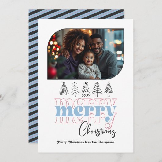 Carte de Noël photo moderne rétro 'Frosted Dawn' (Devant / Derrière)