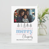 Carte de Noël photo moderne rétro 'Frosted Dawn' (Debout devant)