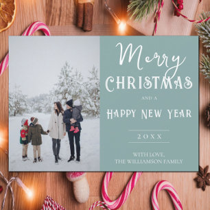 Carte de Noël photo moderne TURQUOISE