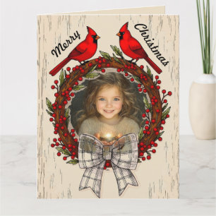 Carte de Noël photo modifiable avec cardinaux