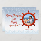 Carte de Noël photo Nautical Beach Boaters (Devant / Derrière)