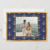 Carte de Noël photo nautique avec ancres dorées (Devant)
