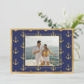 Carte de Noël photo nautique avec ancres dorées (Debout devant)
