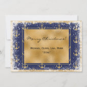 Carte de Noël photo nautique or bleu Xmas (Dos)