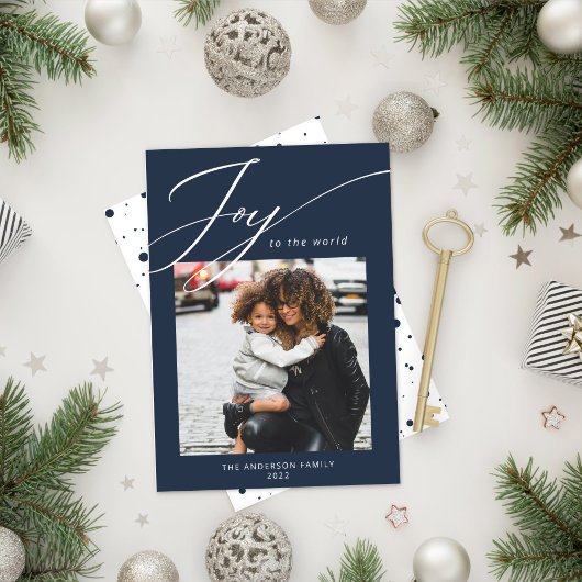 Carte de Noël Photo Navy Joy to the World