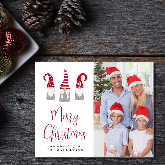 Carte de Noël photo pas chère avec lutins