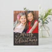 Carte de Noël photo personnalisable couleur Joyeux (Debout devant)