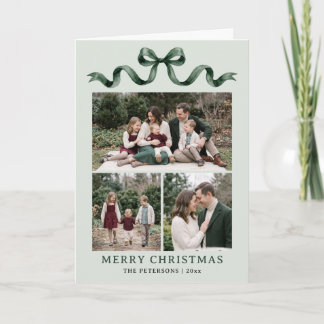 Carte de Noël photo pliée avec un nœud aquarelle v