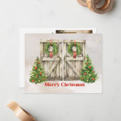 Carte de Noël photo Portes de la grange (Devant/Arrière en situation)