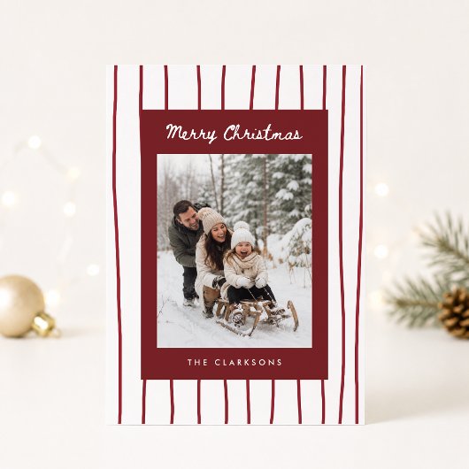 Carte de Noël photo rayée Bourgogne
