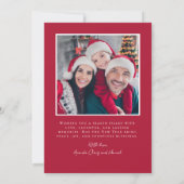 Carte de Noël photo Red Modern JOY (Dos)