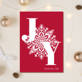 Carte de Noël photo Red Modern JOY