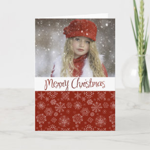 Carte de Noël photo Red Snowflake