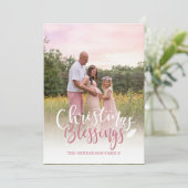 Carte de Noël photo rose mauve et blanc (Debout devant)