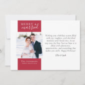 Carte de Noël photo rouge baie & Mariés (Devant)