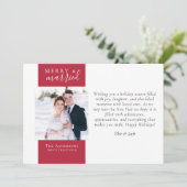 Carte de Noël photo rouge baie & Mariés (Debout devant)