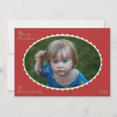 Carte de Noël photo rouge et vert menthe festonnée (Devant)