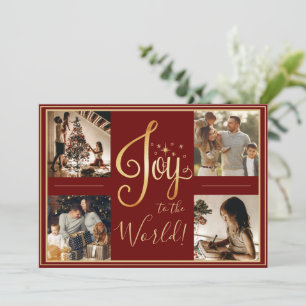 Carte de Noël photo rouge Joy to the World
