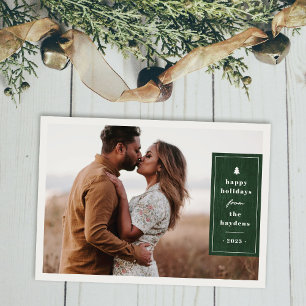 Carte de Noël photo rustique verte en bois de tree