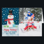 Carte de Noël photo Snowman<br><div class="desc">Partagez vos voeux de Noël avec cette carte de voeux de Noël adorable. Il est équipé d'un bonhomme de neige pendant une nuit enneigée. Ajoutez une photo de votre famille. Parfait pour envoyer à votre famille et vos amis pour les vacances. Conçu pour vous par Blackberry Boulevard.</div>