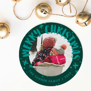 Carte de Noël photo tendance moderne manuscrite