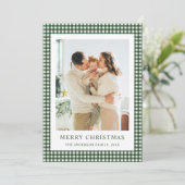 Carte de Noël photo vert forêt Gingham (Debout devant)