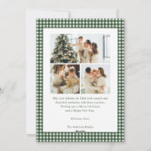 Carte de Noël photo vert forêt Gingham (Dos)
