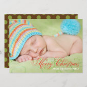 Carte de Noël photo vert olive (Devant / Derrière)