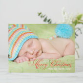 Carte de Noël photo vert olive (Debout devant)