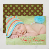 Carte de Noël photo vert olive marron (Devant / Derrière)