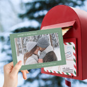Carte de Noël photo verte moderne