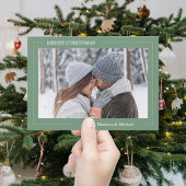Carte de Noël photo verte moderne