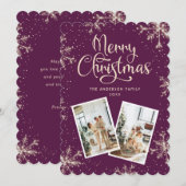 Carte de Noël Photo Violet 2 (Devant / Derrière)
