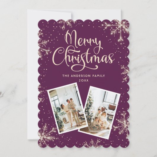 Carte de Noël Photo Violet 2 (Devant)