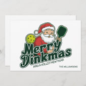 Carte de Noël Pickleball Santa Merry Dinkmas perso (Devant / Derrière)