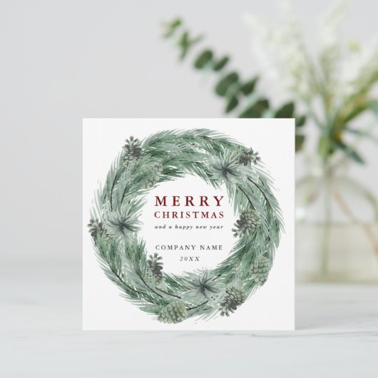 Carte de Noël Pine Tree Wire avec code QR (Debout devant)