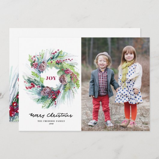 Carte de Noël Pinecone Wreath (Devant / Derrière)