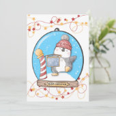 Carte de Noël Pingouin Boule à Neige (Debout devant)